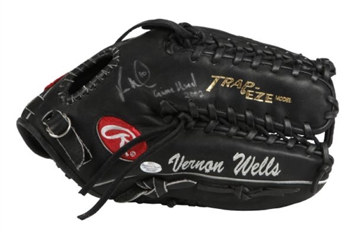 Vernon Wells Game Used and Signed Rawlings Glove (PSA/DNA)